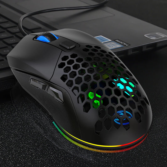 Mouse Gamer X300 con Macros 6D, RGB luminoso, DPI ajustable hasta 7200, ergonómico, alámbrico, para laptop y PC