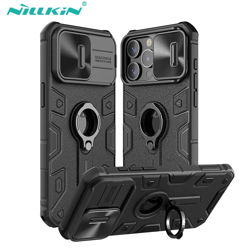 📱 Funda iPhone 15 Pro Max | CamShield Armor con Cámara Deslizante y Anillo Soporte | Nillkin