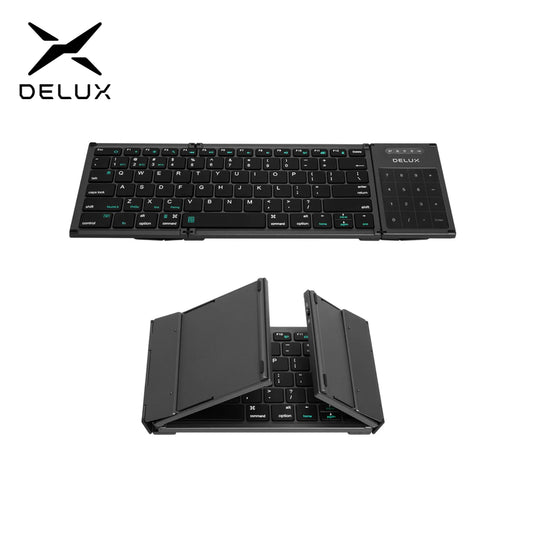 Delux ⌨️ Teclado Plegable Bluetooth Full Size | Ultra Slim con Touchpad 2-en-1 Soporte Multi-Dispositivo