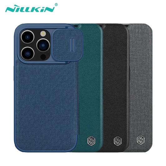📱 Funda iPhone 15 Pro Max | Qin Pro Cuero con Ranura para Tarjetas y Cámara Deslizante | Nillkin