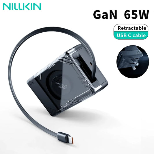 📱 Cargador GaN 65W Retráctil PPS QC4 PD3.0 iPhone 16 Samsung Nillkin