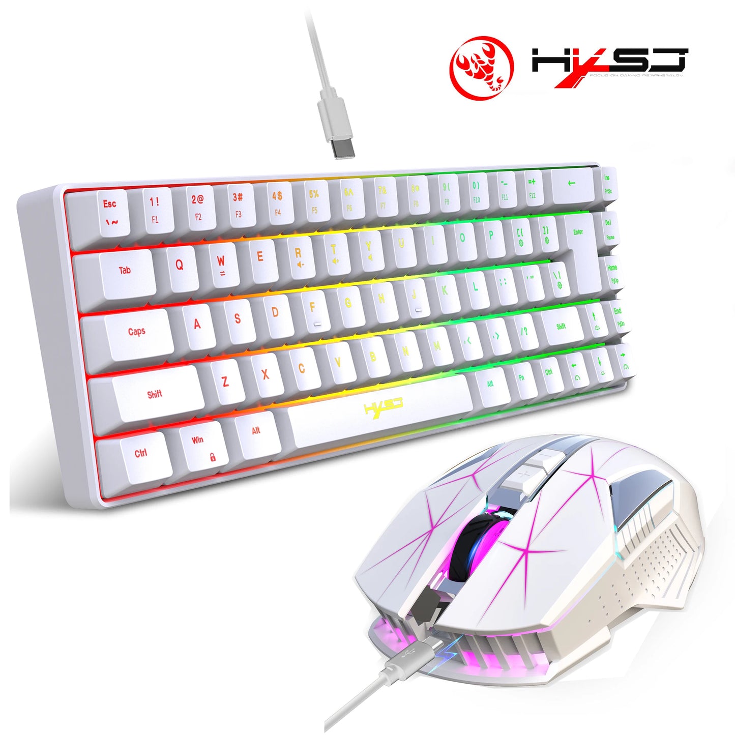 🎮 Kit Gamer 68 Teclas | Teclado con Retroiluminación RGB 🌈 Alámbrico 🔌 Tipo Membrana + Mouse Inalámbrico 🖱️ Portátil • Ideal para Hogar y Oficina 🏠💼