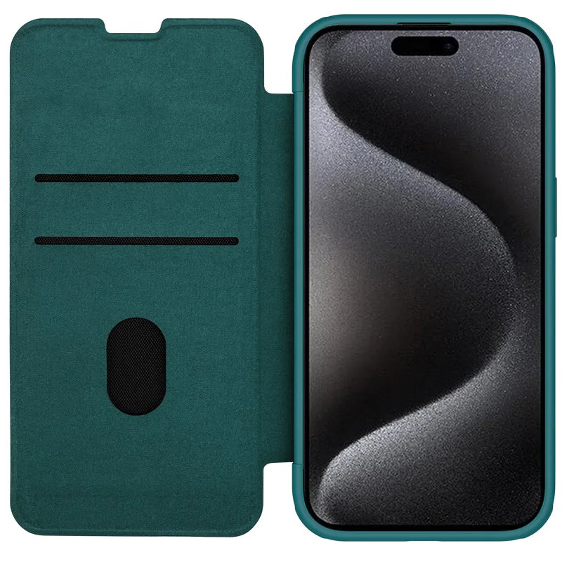 📱 Funda iPhone 15 Pro Max | Qin Pro Cuero con Ranura para Tarjetas y Cámara Deslizante | Nillkin