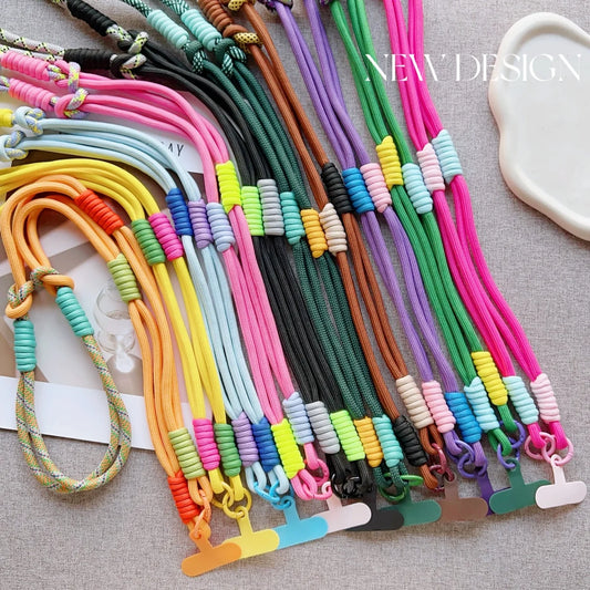 🎀 Lanyard Cute Bicolor – Correa cruzada de exterior para celular con clip, anti pérdida, con estilo moderno y femenino