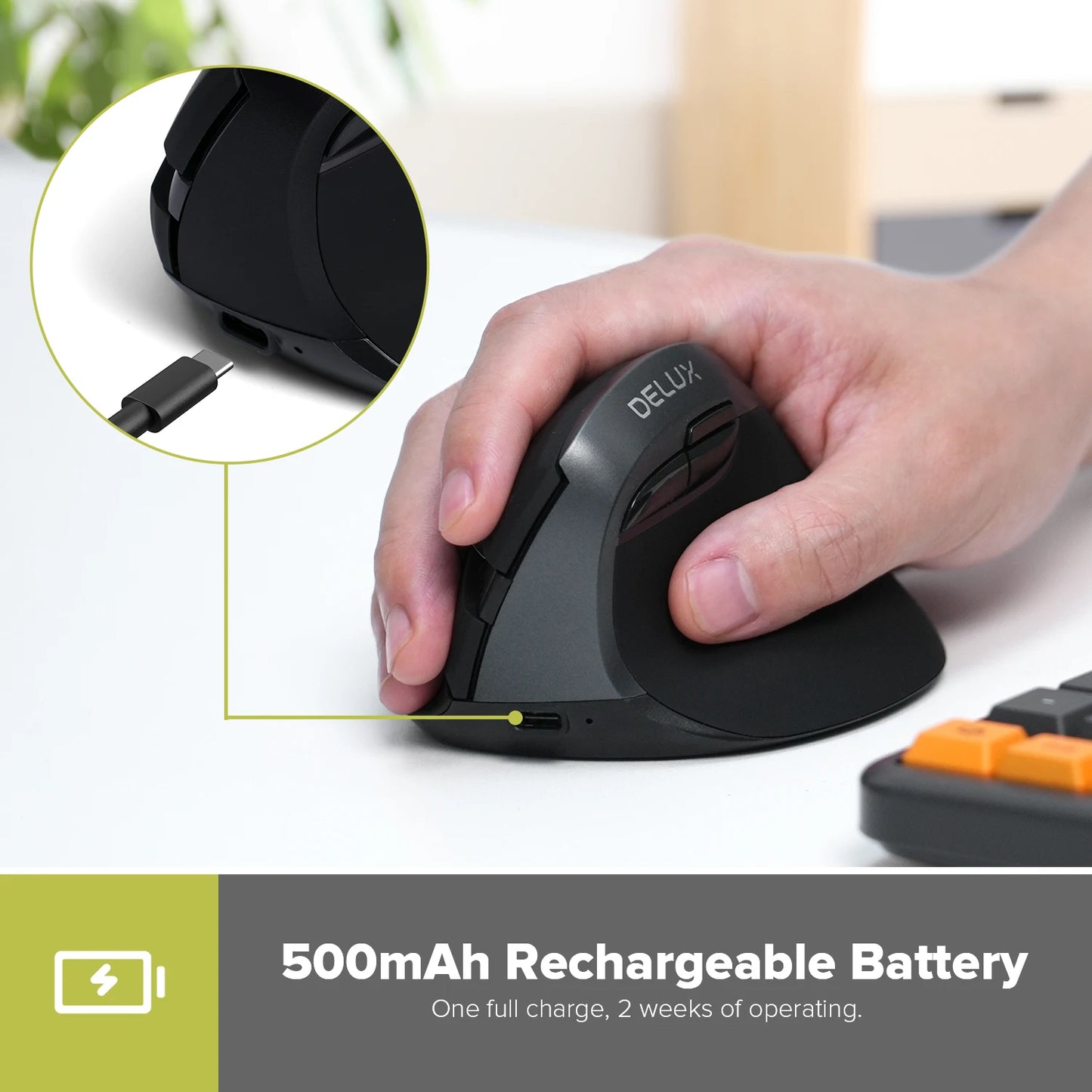 🖱️ Mini Mouse Ergonómico M618 | Gamer, inalámbrico Bluetooth 2.4GHz, recargable, 4000 DPI, silencioso, vertical, ideal para oficina