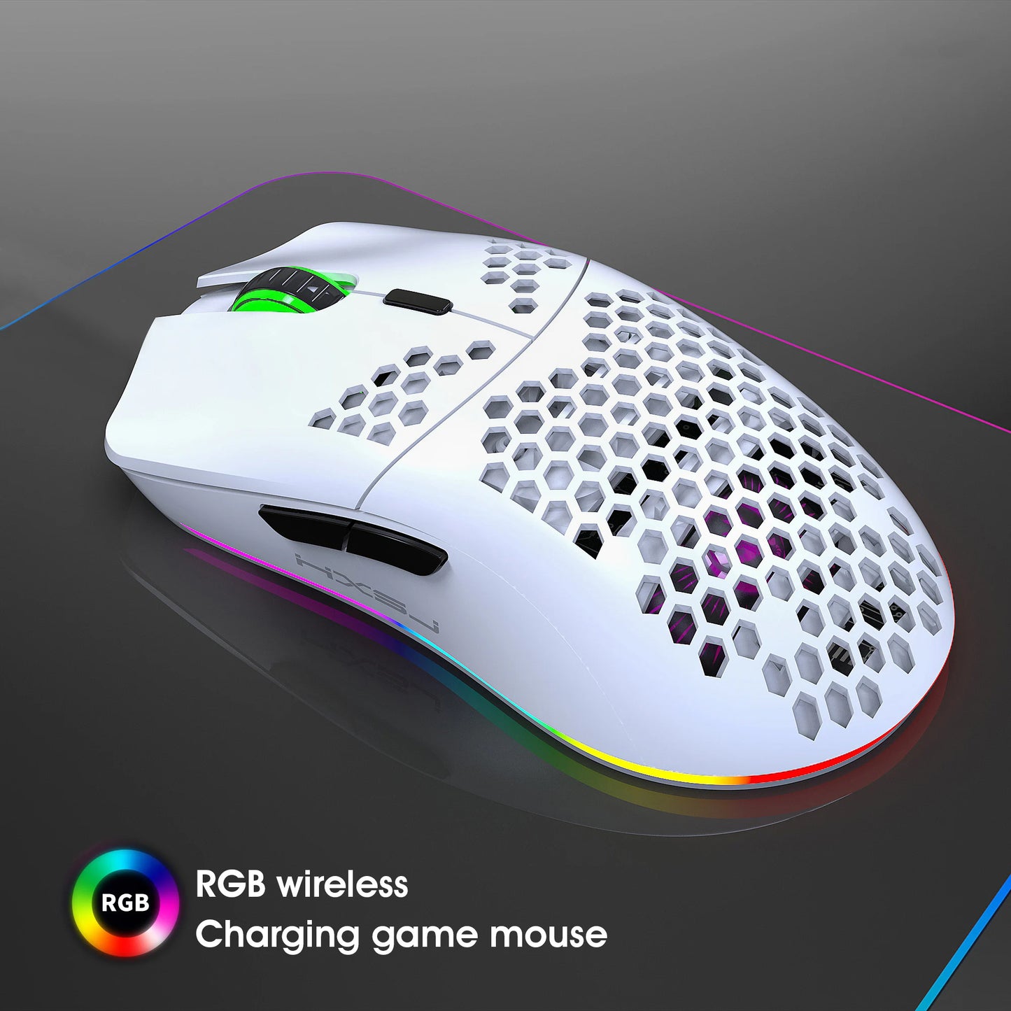🖱️ Mouse Gamer Inalámbrico 2.4G | Carga Rápida RGB Luminoso Ultraligero Diseño Honeycomb • Velocidad 3600 DPI 6D Para PC y Laptop