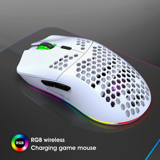🖱️ Mouse Gamer Inalámbrico 2.4G | Carga Rápida RGB Luminoso Ultraligero Diseño Honeycomb • Velocidad 3600 DPI 6D Para PC y Laptop