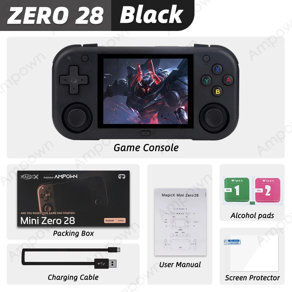🎮Ampown Mini Zero 28 Consola Portátil Retro |  Pantalla IPS 2.8'' | Procesador A133P | Sistema Android