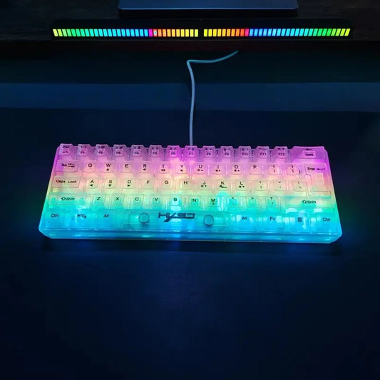 ⌨️ HXSJTeclado Gamer Transparente 60% | 61 Teclas Compactas 🎮 Retroiluminación RGB Alámbrico Resistente al Agua Compatible con PC/Mac