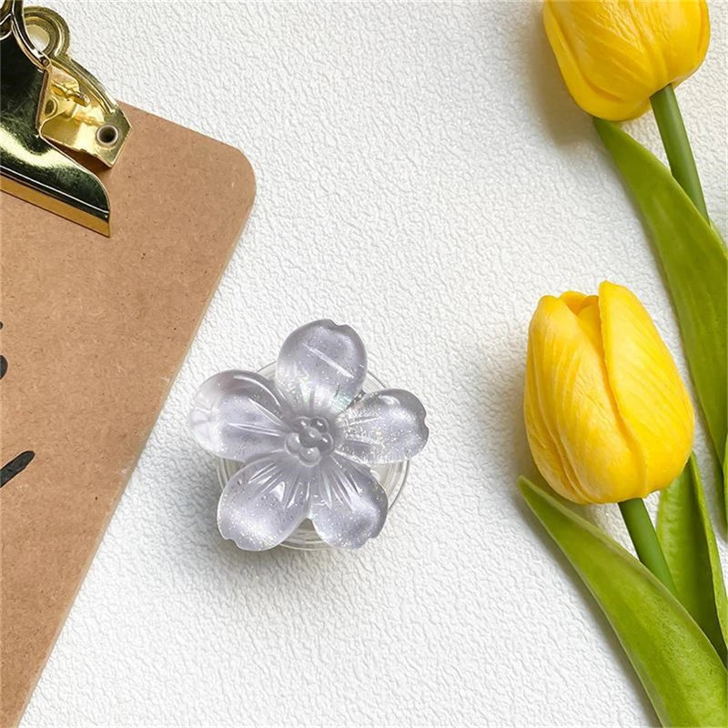 🎀 Soporte de Flor Epóxica – Griptok coreano con anillo para celular, diseño de flor con brillo cristal, ideal para iPhone y Samsung
