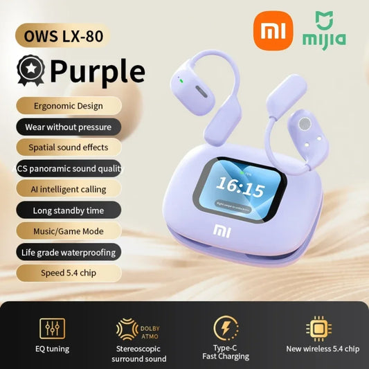 🎧 Xiaomi LX-80 OWS Auriculares inalámbricos con pantalla táctil a color, ANC, largo alcance y reducción de ruido para gaming