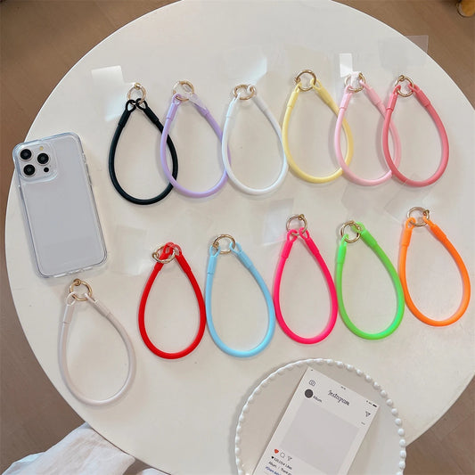 🎀 Lanyard de Silicona Líquida – Correa decorativa corta para celular, anti pérdida, diseño fuerte y elegante para la muñeca
