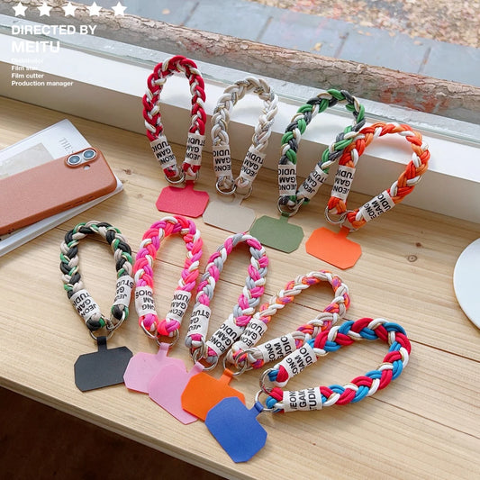 🎀 Correa Tejida con Hilo Dorado – Lanyard colorido y cute, para celular o pantalones, con diseño brillante y anti pérdida
