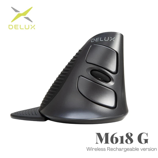 🖱️ Mouse Vertical Recargable Delux M618G – Inalámbrico 4000 DPI