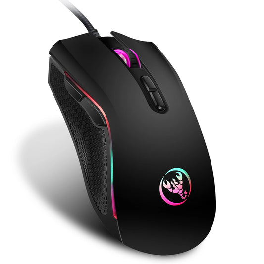 🖱️ Opción popular: HXSJ A869 mouse ergonómico óptico RGB ABS, ajuste de resolución en 4 niveles, cableado para laptop y PC