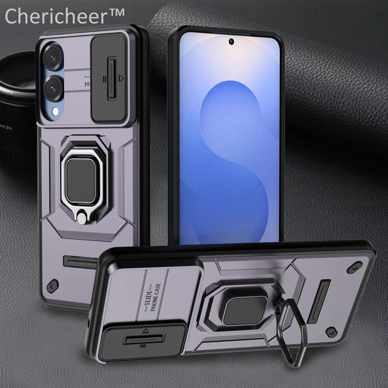 📱 Funda Galaxy A26/A36/A56/A15/A25/A35/A55/A14/A24/A34/A54/S23 Ultra/S24 FE/S25 Edge | Reforzada con anillo, soporte y cámara