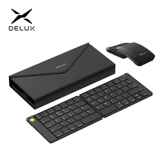 Delux ⌨️🖱️ Set Teclado y Mouse Plegable Wireless | Ultra Slim Portátil Silencioso Multi-Dispositivo Windows, Android, iOS