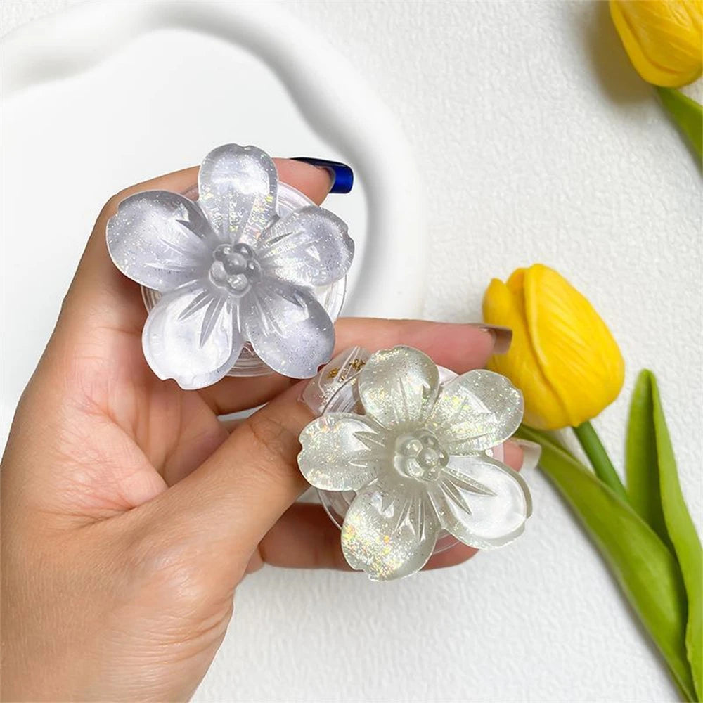 🎀 Soporte de Flor Epóxica – Griptok coreano con anillo para celular, diseño de flor con brillo cristal, ideal para iPhone y Samsung