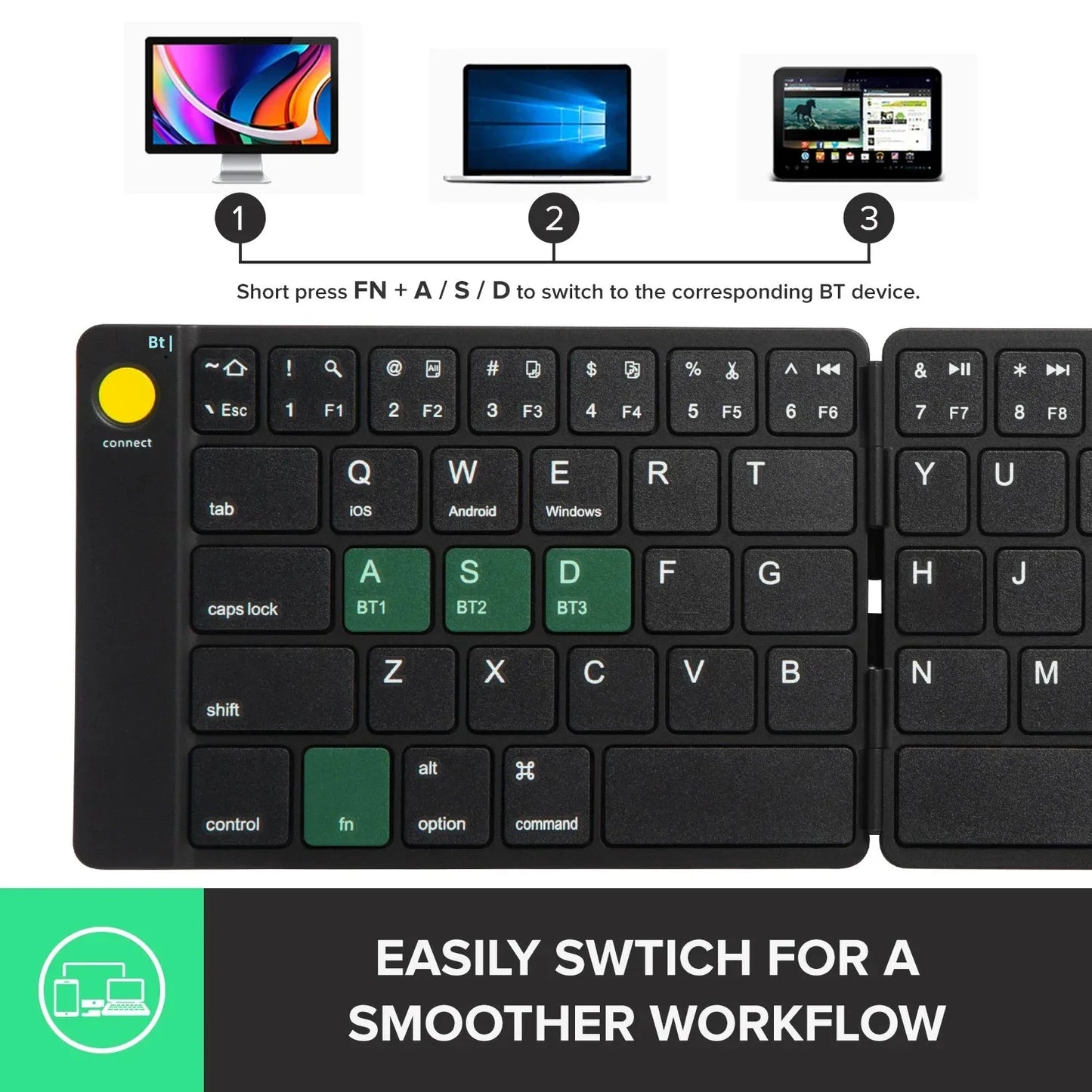 Delux ⌨️🖱️ Set Teclado y Mouse Plegable Wireless | Ultra Slim Portátil Silencioso Multi-Dispositivo Windows, Android, iOS