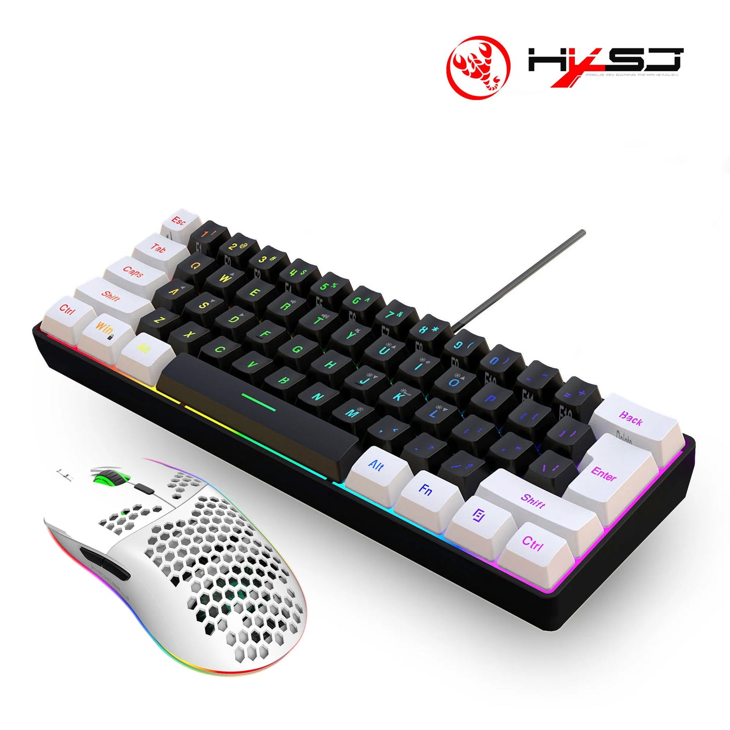 🔥 HXSJ Combo Gamer Alámbrico | Teclado RGB Retroiluminado 🌈 Mouse Ligero y Ergonómico 🎮 Ideal para Laptop 💻
