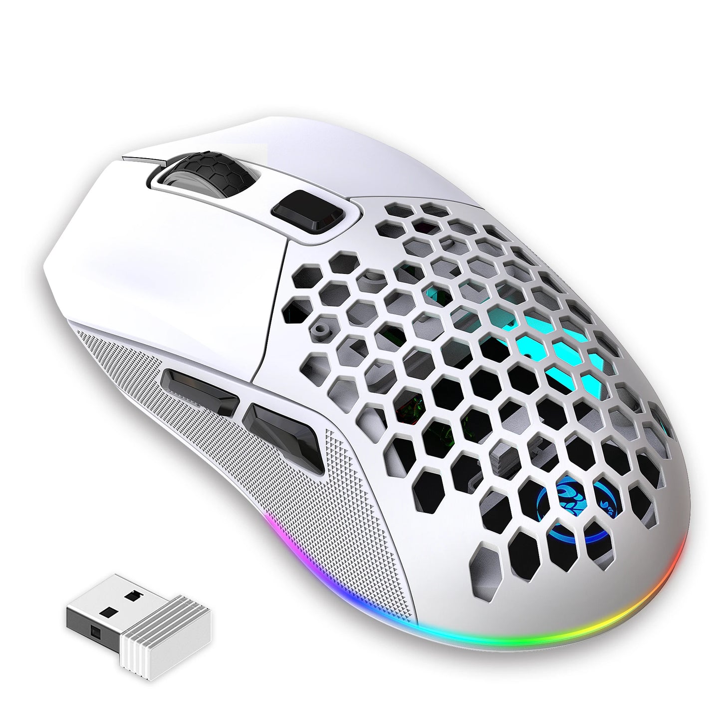 🖱️ Mouse Inalámbrico T28 Dual Modo 🔄 | RGB con Doble Cubierta 🌈 Ultraligero ✨ Batería Recargable 600mAh 🔋 Ideal para Gaming 🎮
