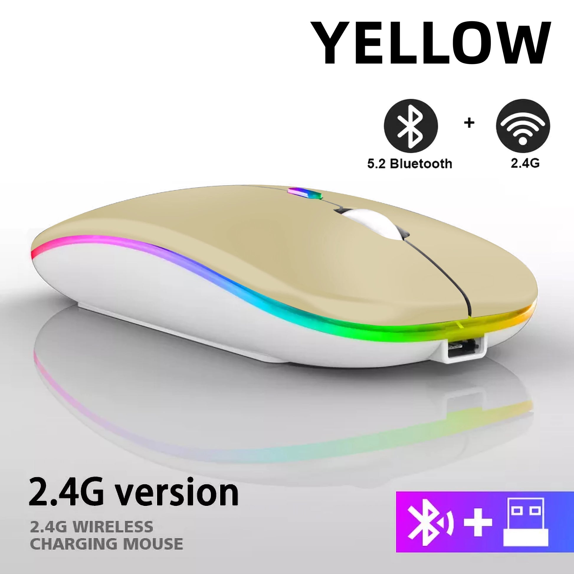 Wireless Mouse Bluetooth RGB Rechargeable Mouse Wireless Computer Silent Mause LED Backlit Ergonomic Gaming Mouse for Laptop PC