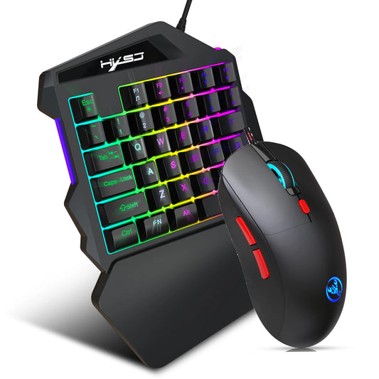 🎮 Combo Gamer Mini 35 Teclas | Teclado de Una Mano RGB 🌈 Mouse 3600 DPI 6D Alámbrico USB ⌨️ Compatible iPhone 📱