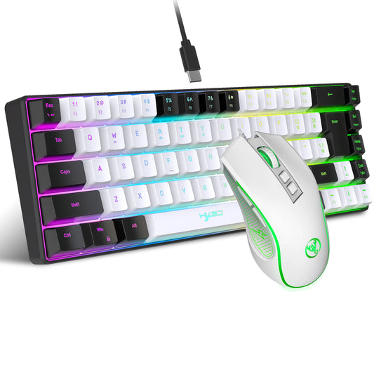 🎮 Combo Gamer Mini V200 2024 🆕 | Teclado Compacto 68 Teclas con Sensación Mecánica ⌨️ + Mouse RGB Luminoso 🌈 Ideal para PC Gaming 💻🖱️
