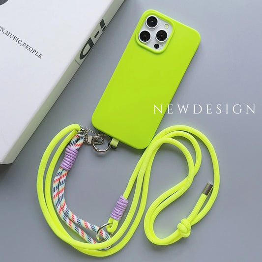 🎀 Lanyard de Telar Colorido – Correa deportiva y de moda para celular, diseño largo con colgante y estilo vibrante