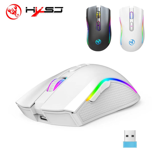 🖱️ HXSJ T69 Mouse ergonómico portátil inalámbrico 2.4G RGB para laptop y PC gamer