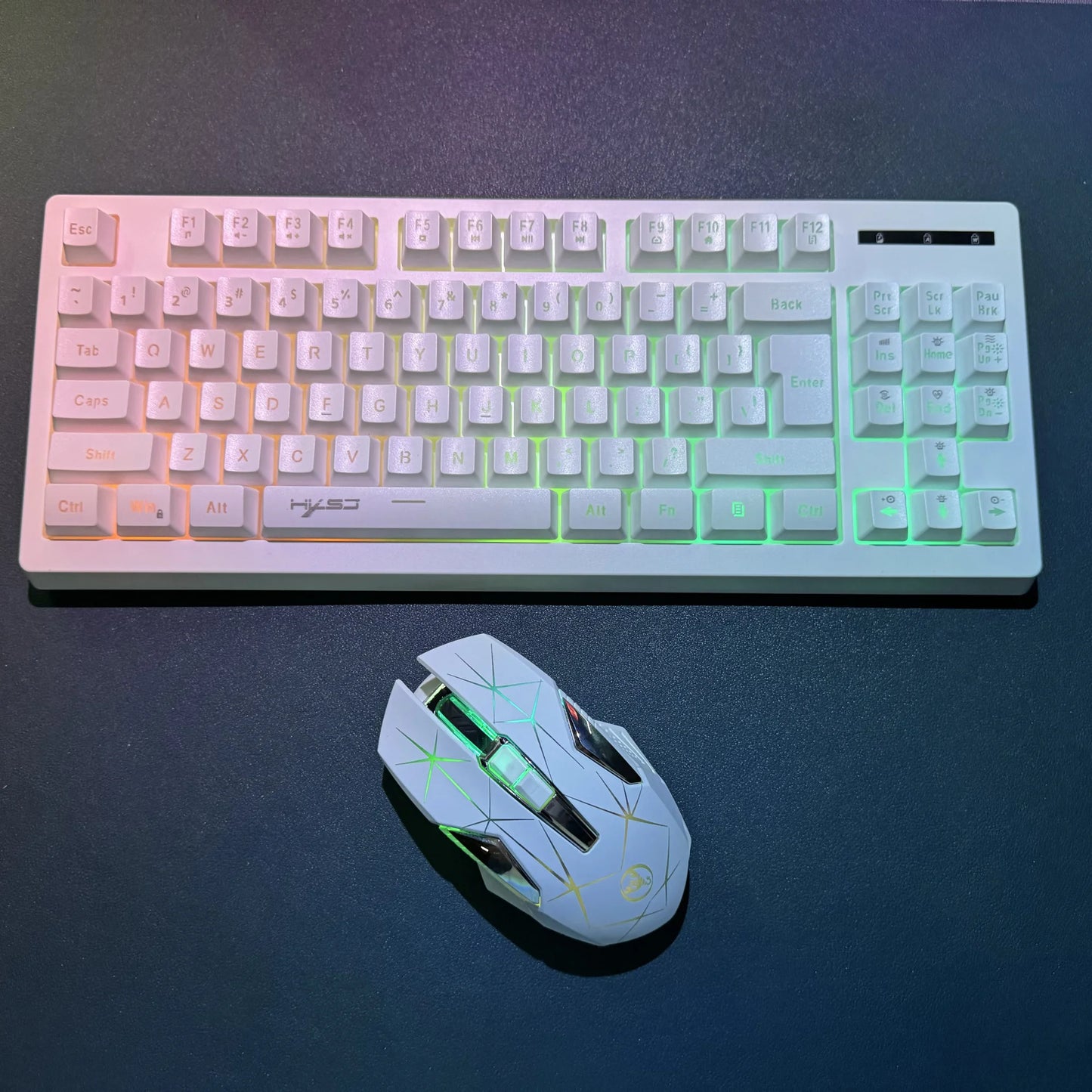 🆕 Combo Gamer 87 Teclas 2.4G Inalámbrico | Mouse Recargable 1800mAh 🔋 Set Estilizado para Oficina y Juegos 🖥️
