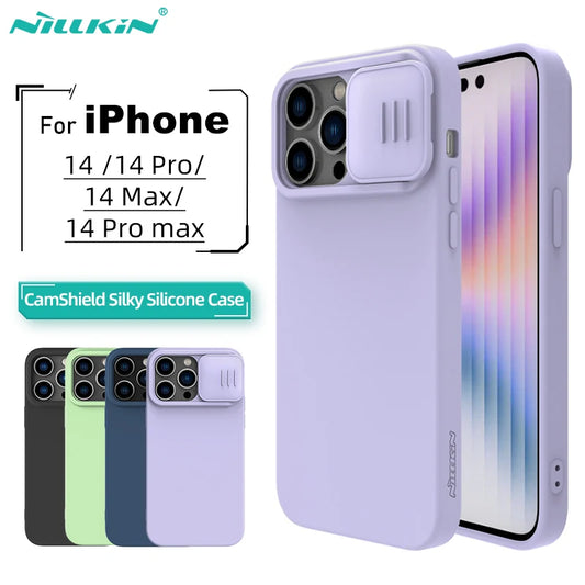 📱 Funda iPhone 14 Pro Max CamShield Silky Liquid Silicone Slide Protección Cámara Nillkin