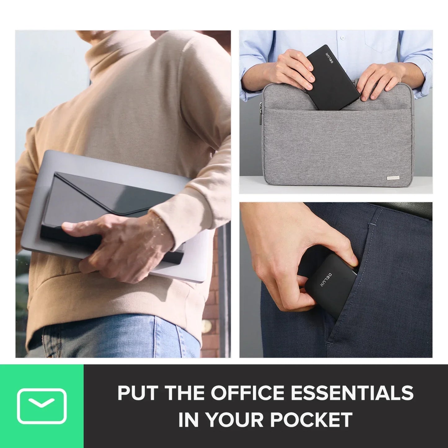 Delux ⌨️🖱️ Set Teclado y Mouse Plegable Wireless | Ultra Slim Portátil Silencioso Multi-Dispositivo Windows, Android, iOS