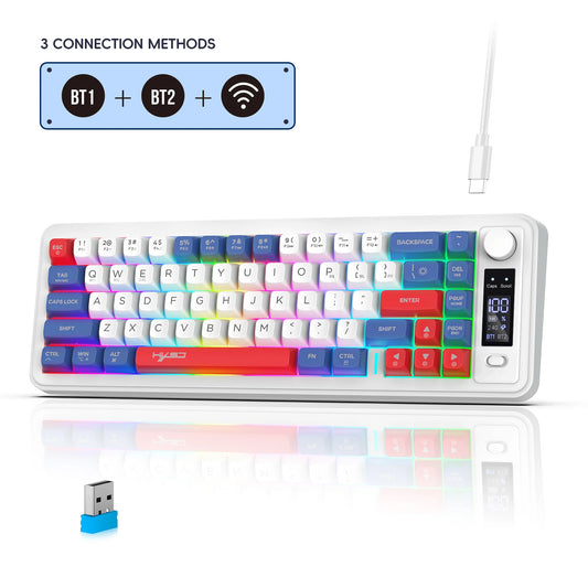 HXSJ ⌨️ Teclado Gamer L68 2025 | 81 Teclas • 3 Modos Inalámbrico  RGB Retroiluminado  Diseño Compacto y Ergonómico Para PC 🖥️