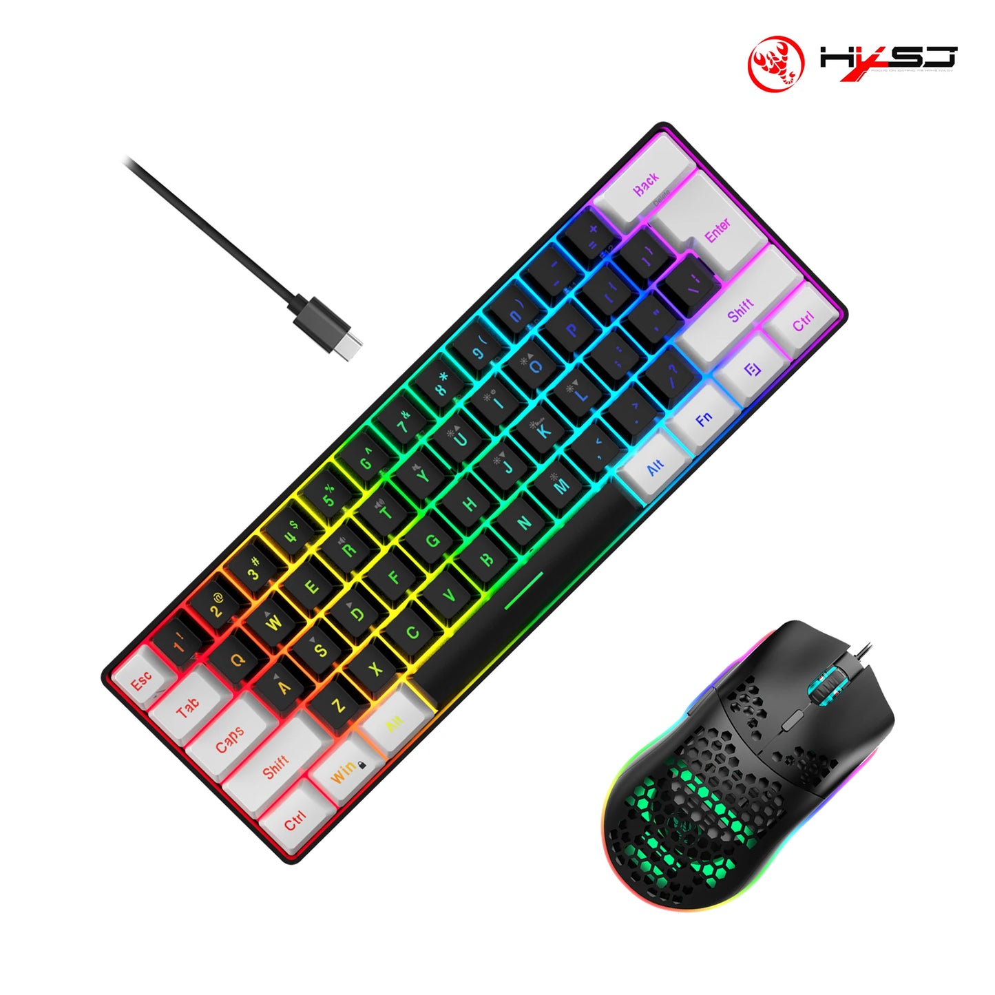 🔥 HXSJ Combo Gamer Alámbrico | Teclado RGB Retroiluminado 🌈 Mouse Ligero y Ergonómico 🎮 Ideal para Laptop 💻