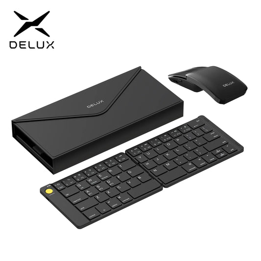 Delux ⌨️🖱️ Set Teclado y Mouse Plegable Wireless | Ultra Slim Portátil Silencioso Multi-Dispositivo Windows, Android, iOS