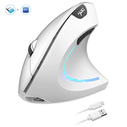 🖱️ 2025 Nuevo mouse vertical dual modo HXSJ ergonómico ABS, recargable 600mAh, 2400DPI, interfaz Type-C inalámbrico para PC