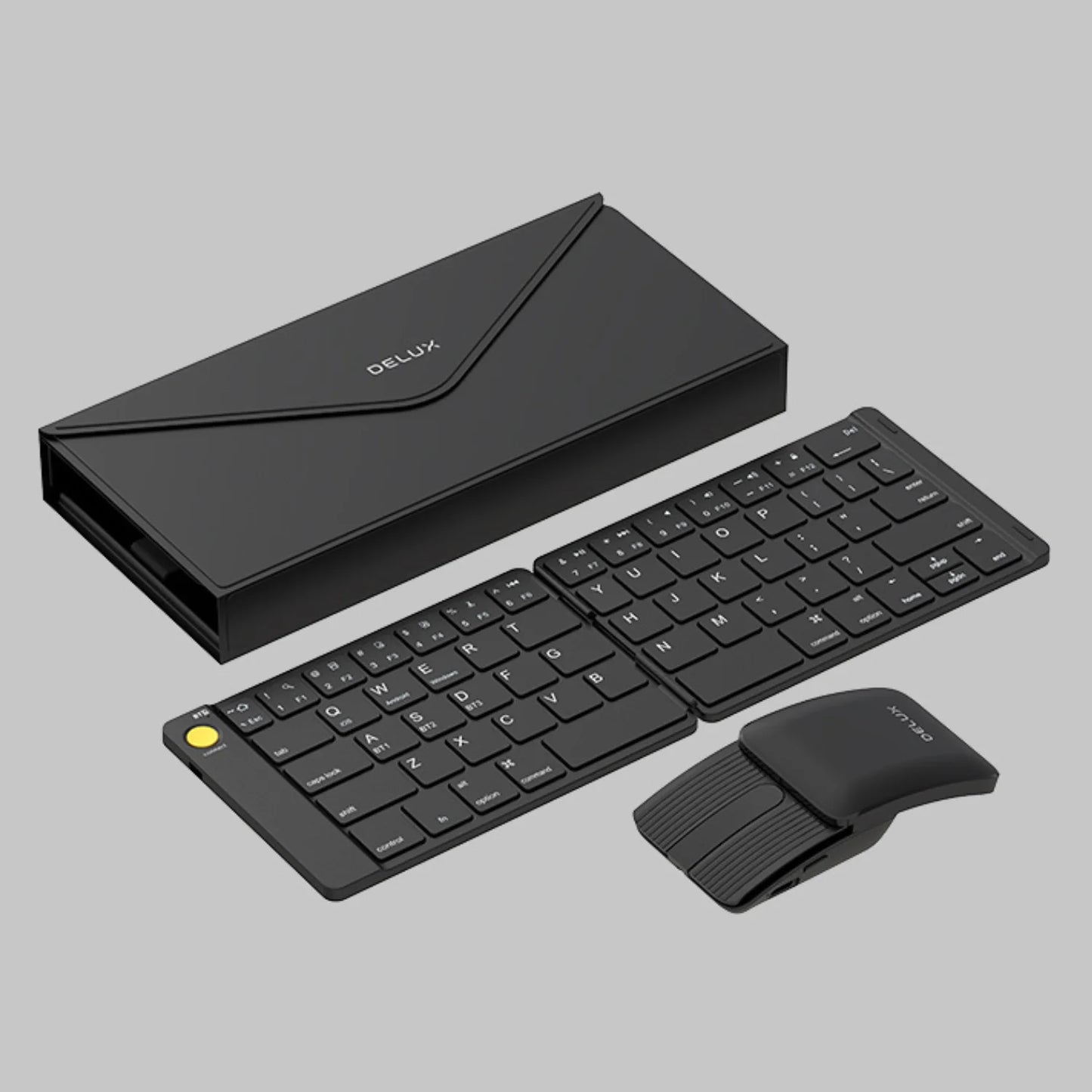 Delux ⌨️🖱️ Set Teclado y Mouse Plegable Multi-función | Ultra Slim Portátil Bluetooth Silencioso Para PC, Laptop y Tablet