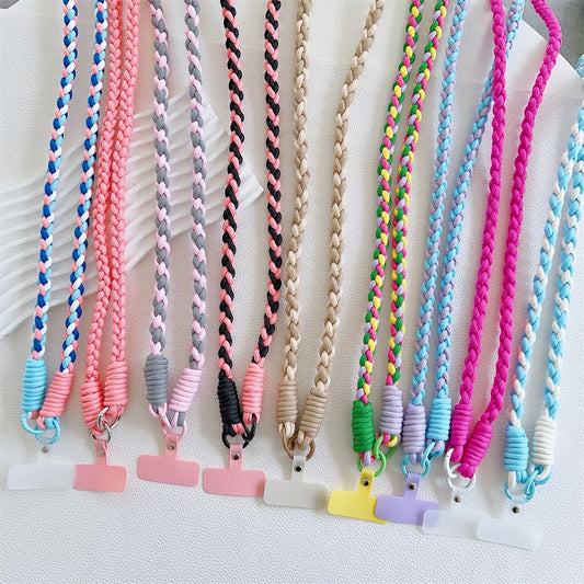 🎀 Lanyard Colorido con Repuesto – Correa cruzada trenzada con llavero y parche extra, ideal para accesorios femeninos