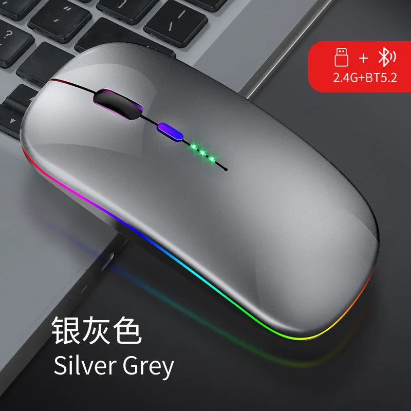Wireless Mouse Bluetooth RGB Rechargeable Mouse Wireless Computer Silent Mause LED Backlit Ergonomic Gaming Mouse for Laptop PC