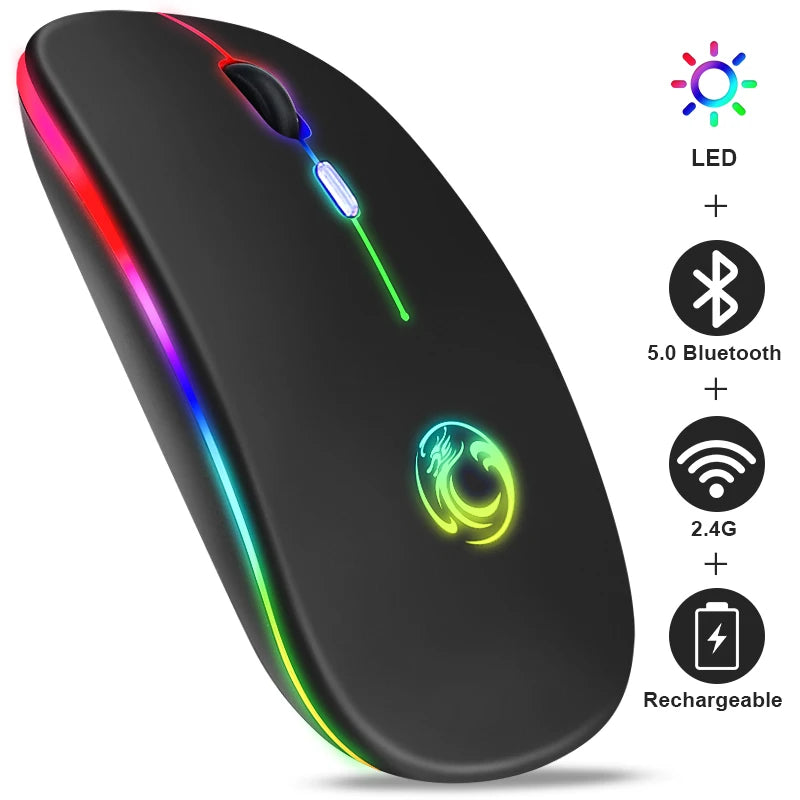 Wireless Mouse Bluetooth RGB Rechargeable Mouse Wireless Computer Silent Mause LED Backlit Ergonomic Gaming Mouse for Laptop PC