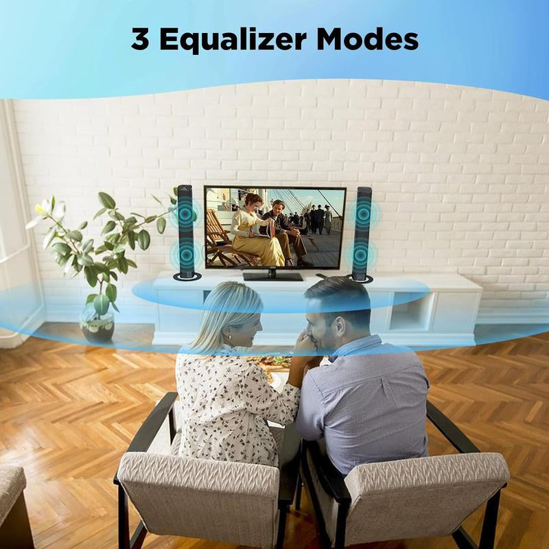 20W Sound Bar for Smart TV 2 in 1 Detachable Stereo Soundbar Bluetooth TV Surround Sound Bar Built in 4 Speaker for Home Theater