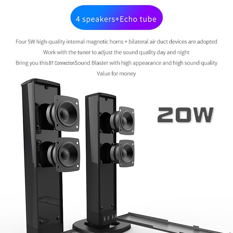 20W Sound Bar for Smart TV 2 in 1 Detachable Stereo Soundbar Bluetooth TV Surround Sound Bar Built in 4 Speaker for Home Theater